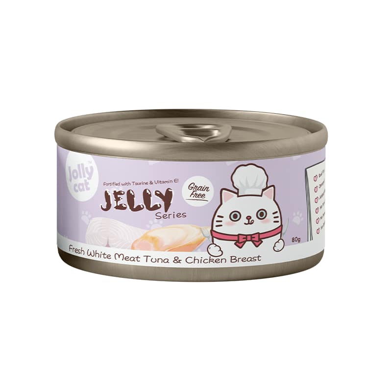 Jollycat Premium White Meat Tuna & Chicken Breast in Jelly Canned Food for Cats 80g