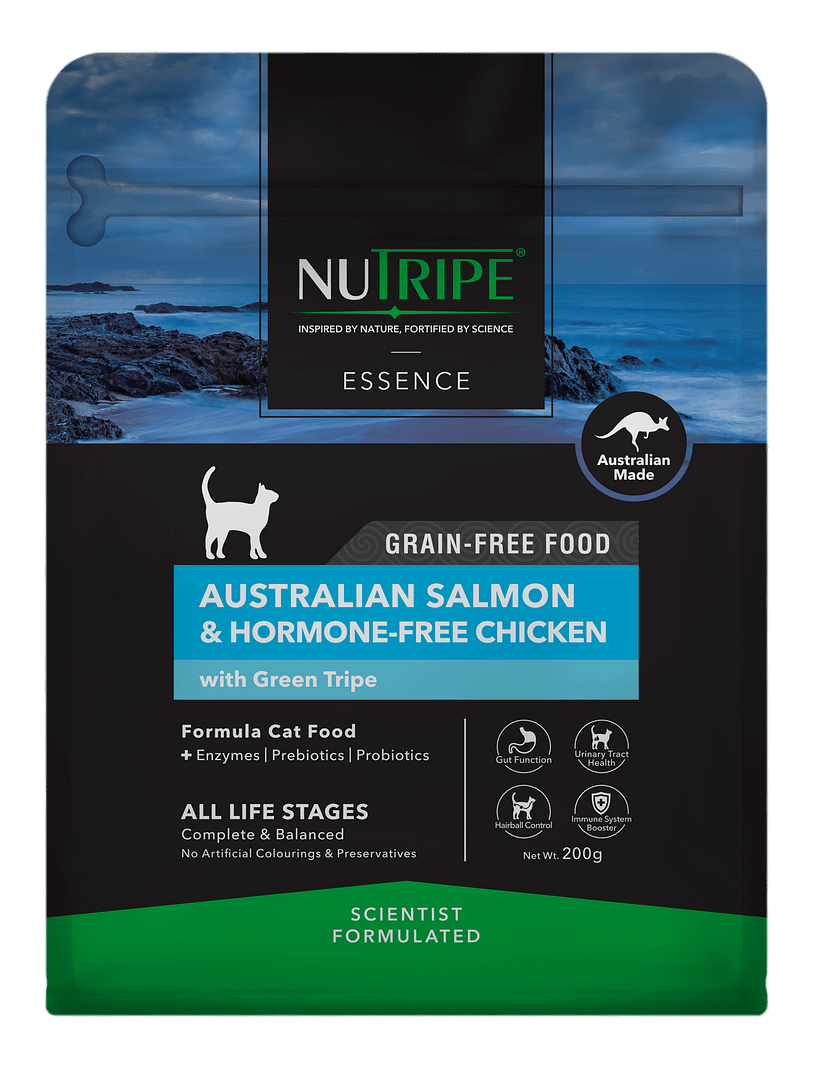 Nutripe Essence Australian Salmon & Hormone-Free Chicken with Green Tripe Dry Food for Cats (3 Sizes)