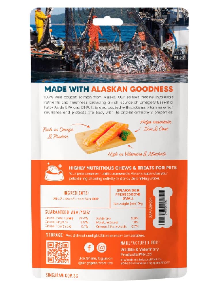 Singapaw Salmon Skin Pressed Bone - Dog Chew