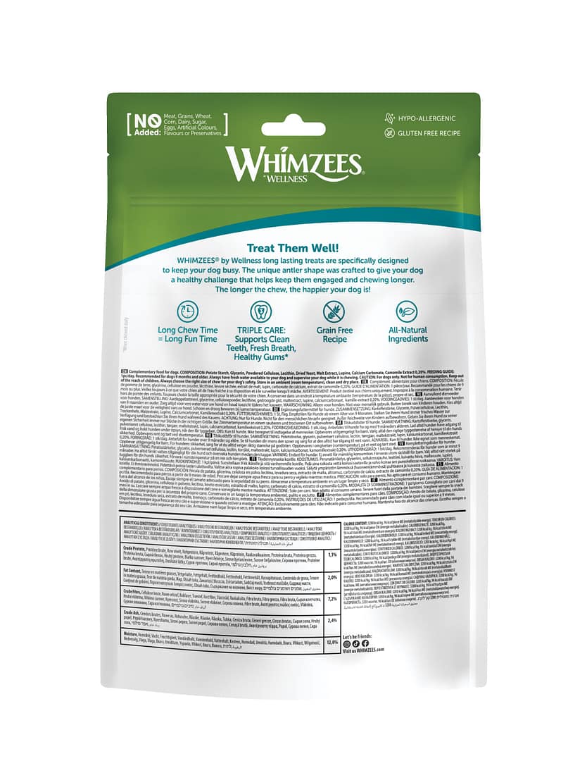 Whimzees Occupy Chews Antler Medium Grain-Free Dental Dog Treats 12pc - Image 2