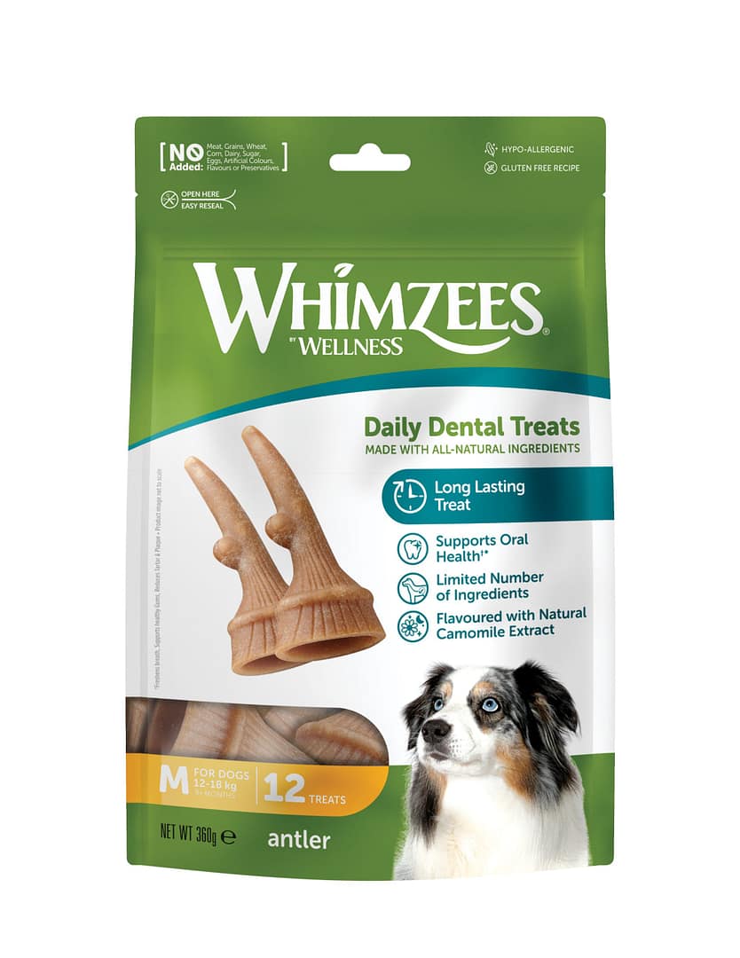 Whimzees Occupy Chews Antler Medium Grain-Free Dental Dog Treats 12pc