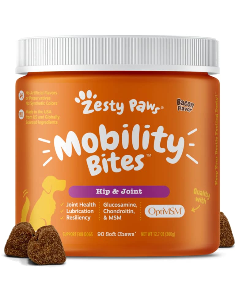 Zesty Paws Mobility Bites Bacon Flavour Hip & Joint Supplement for Dogs 90ct