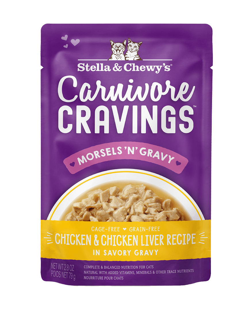 Stella & Chewy’s Carnivore Cravings Morsels'N'Gravy Chicken & Chicken Liver Cat Pouch 2.8oz