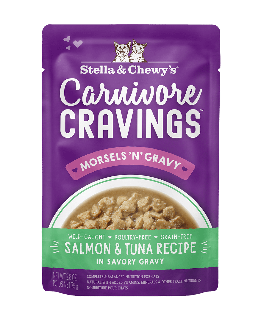 Stella & Chewy’s Carnivore Cravings Morsels'N'Gravy Salmon & Tuna Cat Pouch 2.8oz