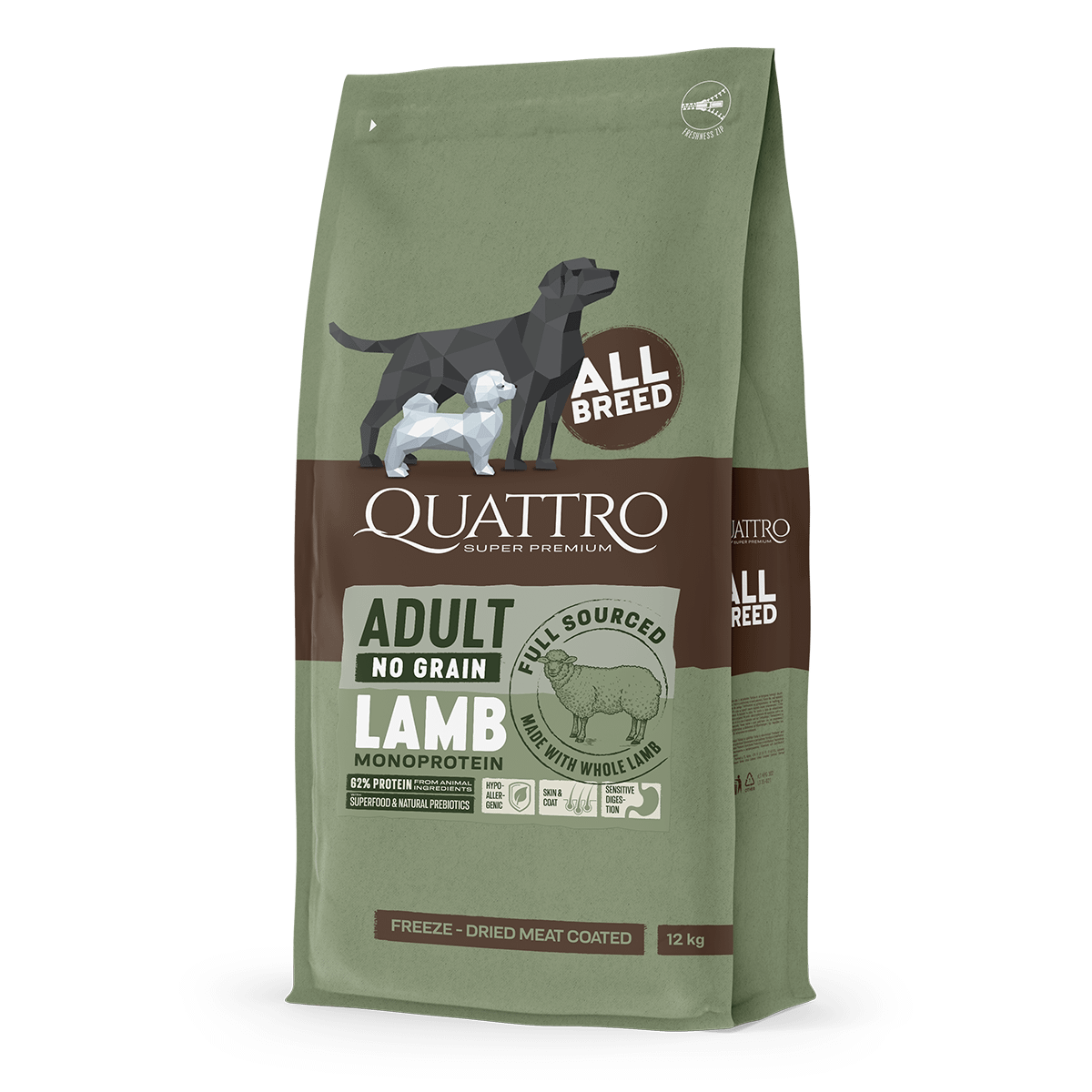 Quattro Adult All Breed No Grain Dry Dog Food - Lamb (2 Sizes