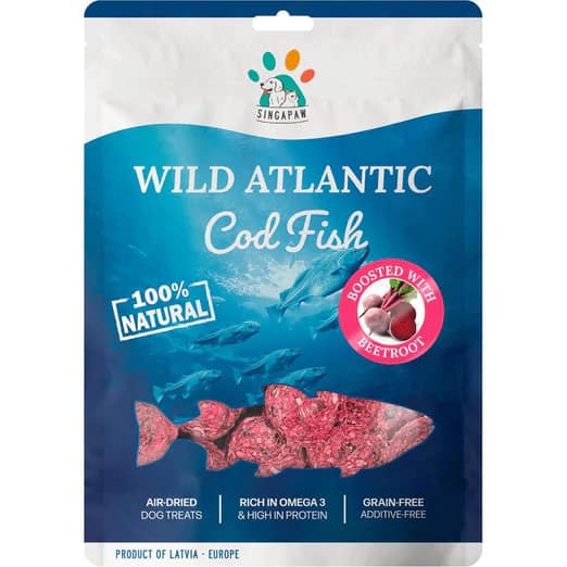 Singapaw Wild Atlantic Cod Fish With Beetroot Grain-Free Air-Dried Dog ...