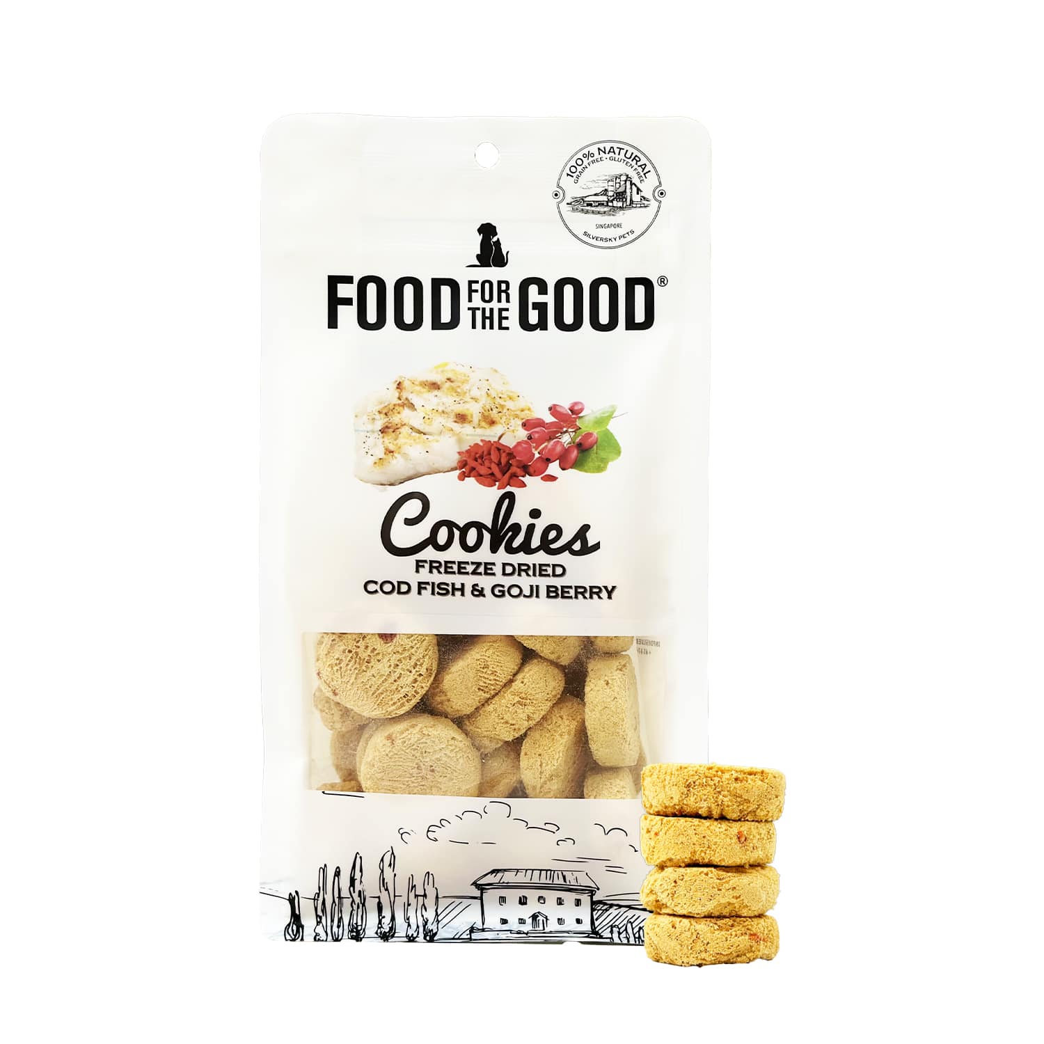 Food For The Good Freeze Dried Cod Fish & Goji Berry Cookies For Cats ...