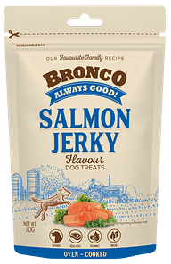 Bronco Jerky Salmon Dog Treats 70g