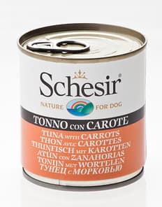 Schesir Dog Can in Tuna with Carrots Wet Dog Food 285g