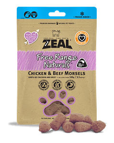 Zeal Free Range Naturals Freeze Dried Chicken & Beef Morsels for Dogs & Cats