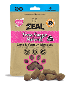 Zeal Free Range Naturals Freeze Dried Lamb & Venison Morsels for Dogs & Cats