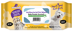 Woosh Antibacterial Pet Wipes Baby Powder Scented