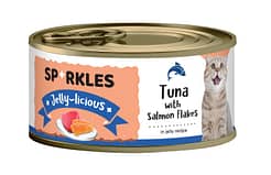 Sparkles Jelly-licious Tuna With Salmon Flakes Canned Cat Food 80g