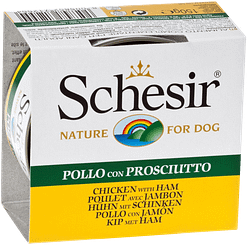 Schesir Dog Can in Chicken Fillets with Ham Wet Dog Food 150g