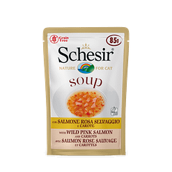 Schesir Cat Pouches in Soup Wild Pink Salmon and Carrots Wet Cat Food 85g