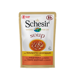 Schesir Cat Pouches in Soup With Wild Tuna with Papaya Wet Cat Food 85g