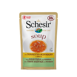 Schesir Cat Pouches in Soup With Wild Tuna and Pumpkin Wet Cat Food 85g