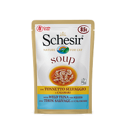 Schesir Cat Pouches in Soup With Wild Tuna and Squid Wet Cat Food 85g