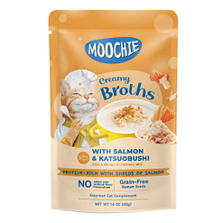 Moochie Creamy Broth with Salmon & Katsuobushi Wet Cat Food 40g