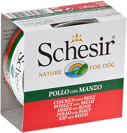 Schesir Dog Can in Chicken Fillets with Beef Wet Dog Food 150g