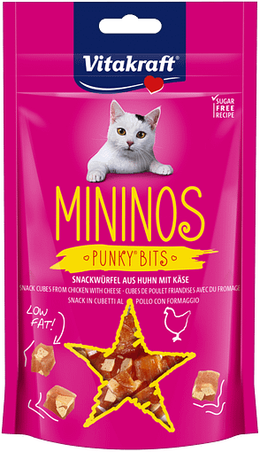 Vitakraft Mininos Chicken & Cheese Punky Bits Cat Treats 40g