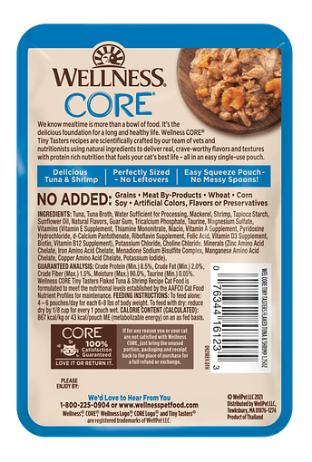 Wellness Core Tiny Tasters Flaked Tuna&Shrimp Wet Cat Food