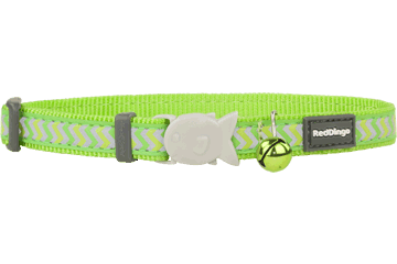 Red Dingo Cat Reflective Ziggy Collar - Lime Green