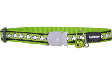 Red Dingo Cat Reflective Collar - Fish Lime Green