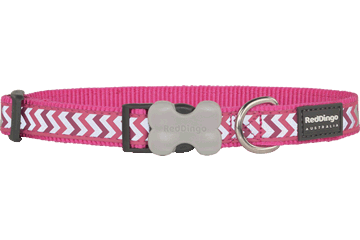 Red Dingo Bucklebone Reflective Ziggy Collar - Hot Pink