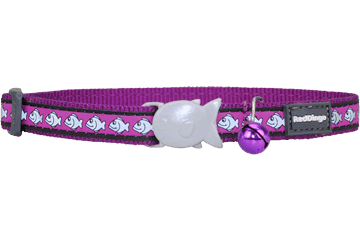 Red Dingo Cat Reflective Collar - Fish Purple