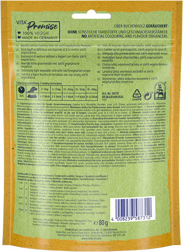 Vitakraft Vita Veggies Stickies Cheese & Potato Dog Treats 80g