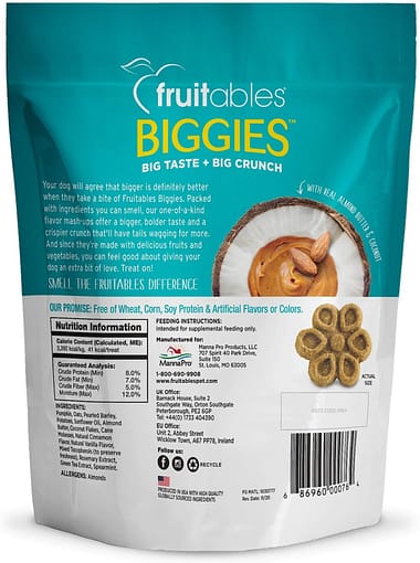 Fruitables Biggies Almond Butter & Coconut 16oz Dog Treats