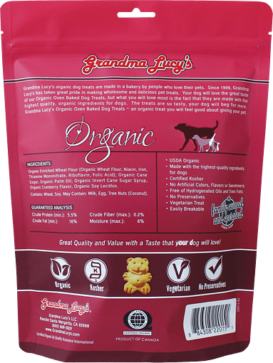 Grandma Lucy's Organic Cranberry Oven Baked Dog Treats 14oz