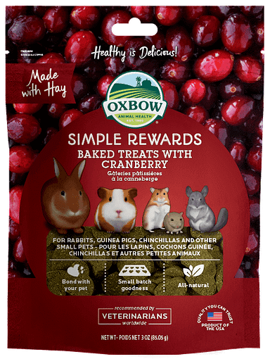 Oxbow Simple Rewards Baked Treats with Cranberry for Small Animals 3oz