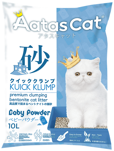 Aatas Cat Kuick Klump Bentonite Cat Litter Baby Powder 10L