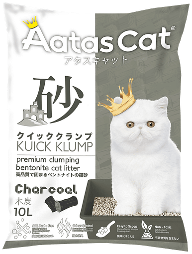 Aatas Cat Kuick Klump Bentonite Cat Litter Charcoal 10L