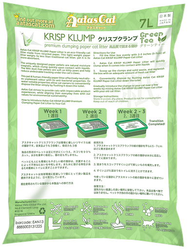 Aatas Cat Krisp Klump Paper Cat Litter Green Tea 7L