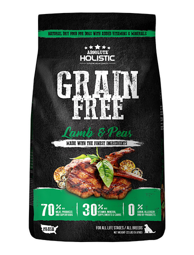 Absolute Holistic Grain Free Lamb & Peas Dog Food 22lbs