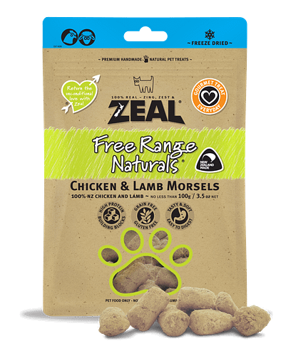 Zeal Free Range Naturals Freeze Dried Chicken & Lamb Morsels for Dogs & Cats