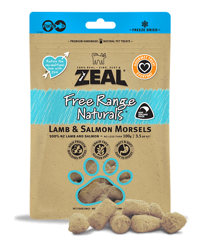 Zeal Free Range Naturals Freeze Dried Lamb & Salmon Morsels for Dogs & Cats