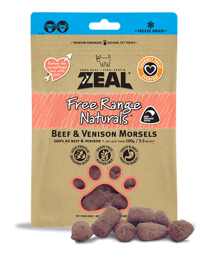 Zeal Free Range Naturals Freeze Dried Beef & Venison Morsels for Dogs & Cats