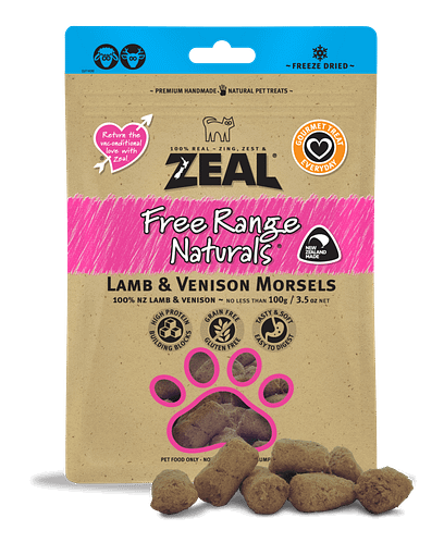 Zeal Free Range Naturals Freeze Dried Lamb & Venison Morsels for Dogs & Cats