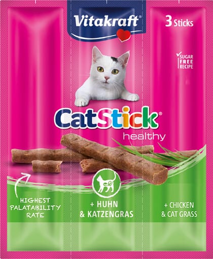 Vitakraft Cat Stick Mini Chicken & Cat Grass 3pcs