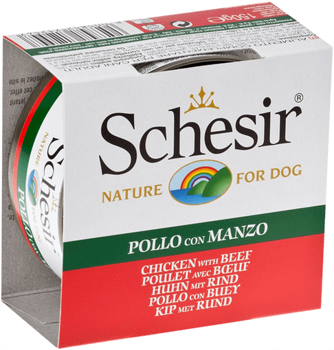 Schesir Dog Can in Chicken Fillets with Beef Wet Dog Food 150g