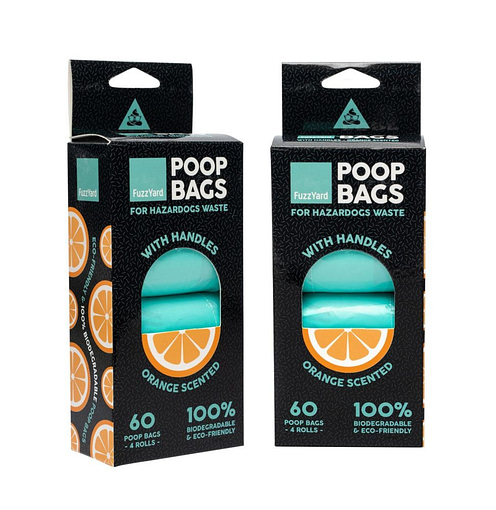 FuzzYard Poop Bags With Handles Orange Scented