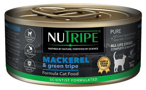 Nutripe Pure Mackerel & Green Tripe Wet Cat Food (Gum-Free) 95g