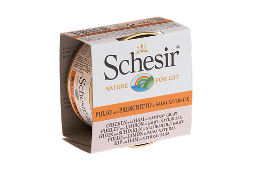 Schesir Cat Can Chicken with Ham in Natural Gravy Wet Cat Food 70g