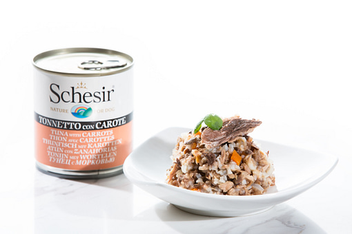 Schesir Dog Can in Tuna with Carrots Wet Dog Food 285g