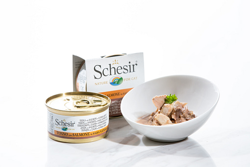 Schesir Cat Can Tuna with Salmon in Natural Gravy Wet Cat Food 70g