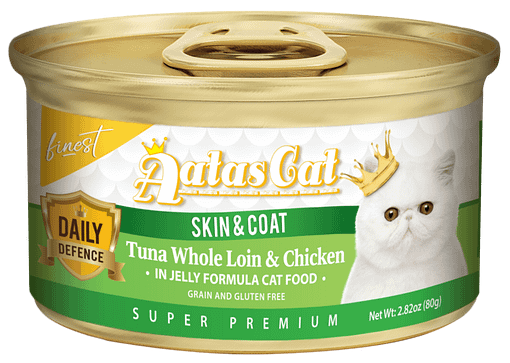 Aatas Cat Finest Daily Defence Tuna Whole Loin & Chicken in Jelly Skin & Coat 80g